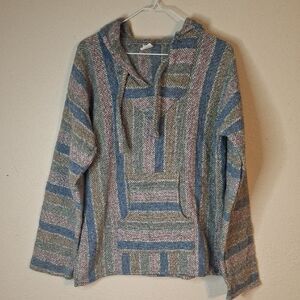 Striped Mr Baja Hoodie with Front Pocket size large